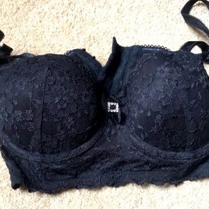 H&M black lace balconette bra